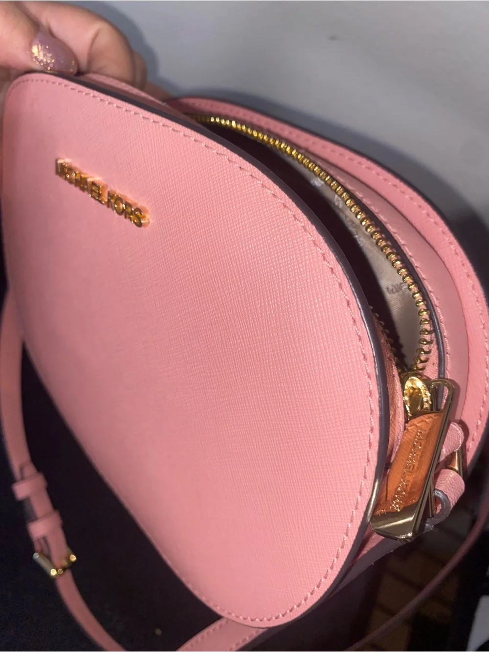 Michael Kors Pink Saffiano Crossbody Oval Bag